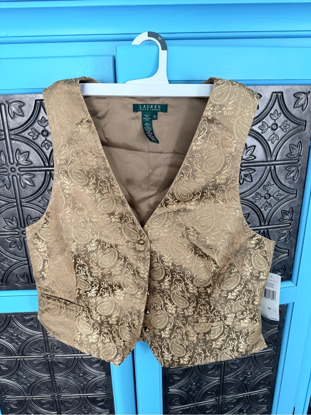 NWT Ralph Lauren Gold Brocade Jacket Lining Detail